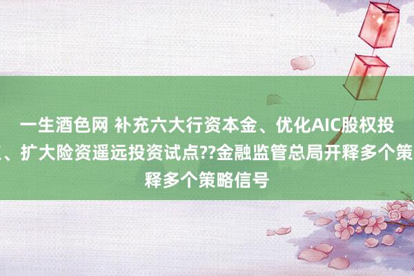 一生酒色网 补充六大行资本金、优化AIC股权投资试点、扩大险资遥远投资试点??金融监管总局开释多个策略信号