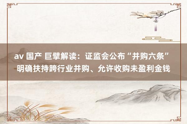 av 国产 巨擘解读：证监会公布“并购六条” 明确扶持跨行业并购、允许收购未盈利金钱