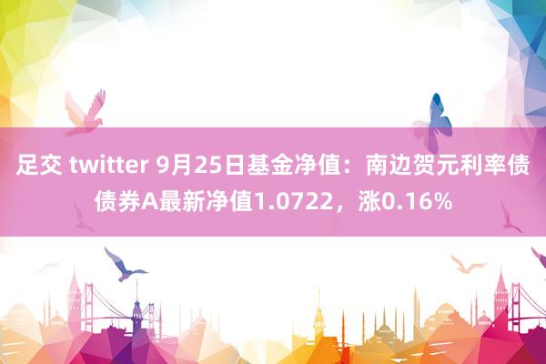 足交 twitter 9月25日基金净值：南边贺元利率债债券A最新净值1.0722，涨0.16%