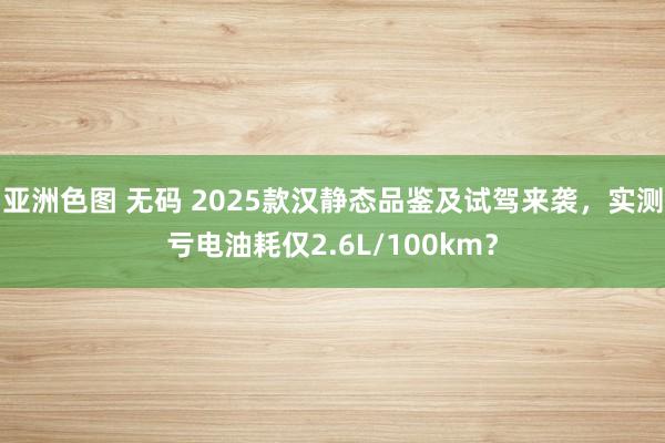 亚洲色图 无码 2025款汉静态品鉴及试驾来袭，实测亏电油耗仅2.6L/100km？