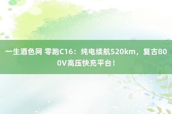 一生酒色网 零跑C16：纯电续航520km，复古800V高压快充平台！