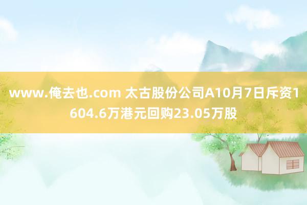 www.俺去也.com 太古股份公司A10月7日斥资1604.6万港元回购23.05万股