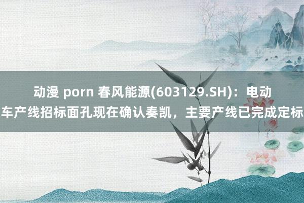 动漫 porn 春风能源(603129.SH)：电动车产线招标面孔现在确认奏凯，主要产线已完成定标