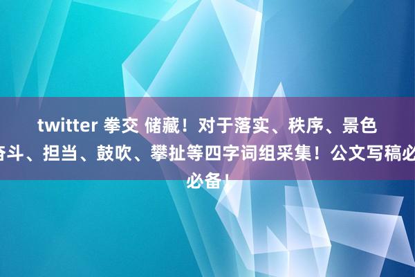 twitter 拳交 储藏！对于落实、秩序、景色、奋斗、担当、鼓吹、攀扯等四字词组采集！公文写稿必备！