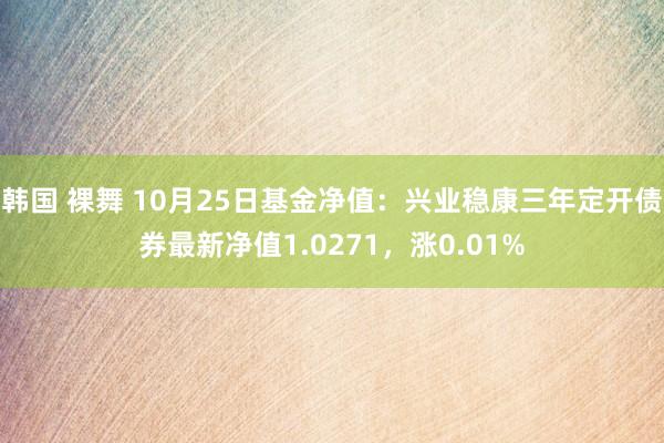 韩国 裸舞 10月25日基金净值：兴业稳康三年定开债券最新净值1.0271，涨0.01%