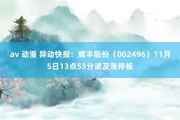 av 动漫 异动快报：辉丰股份（002496）11月5日13点53分波及涨停板