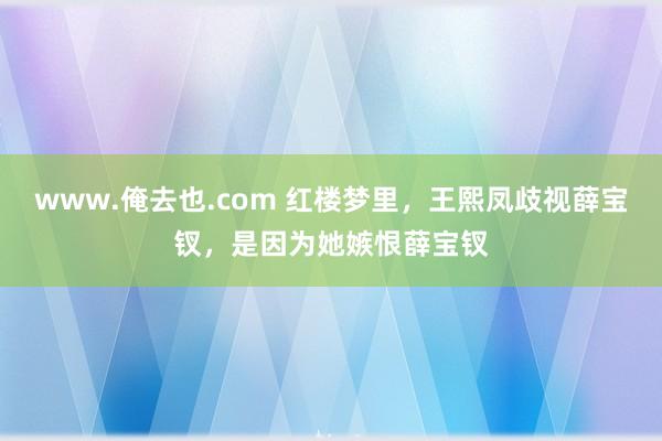 www.俺去也.com 红楼梦里，王熙凤歧视薛宝钗，是因为她嫉恨薛宝钗