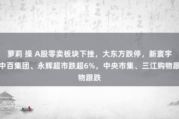 萝莉 操 A股零卖板块下挫，大东方跌停，新寰宇、中百集团、永辉超市跌超6%，中央市集、三江购物跟跌