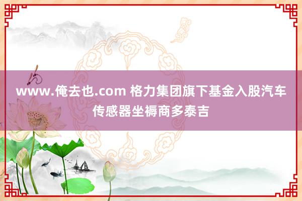 www.俺去也.com 格力集团旗下基金入股汽车传感器坐褥商多泰吉